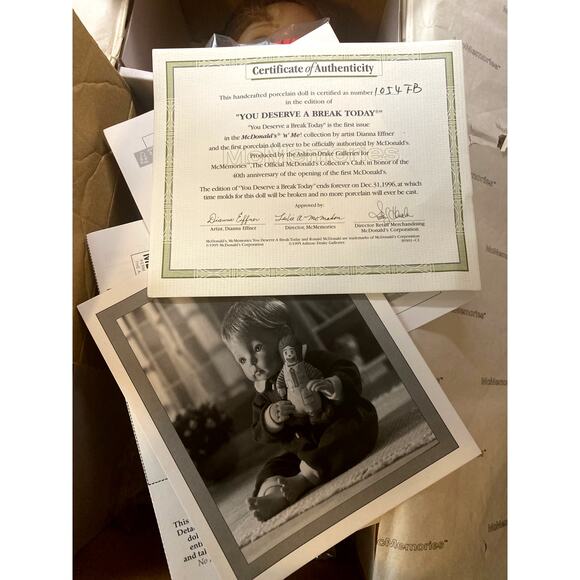 Mcdonald's McMemories Doll Ashton Drake You Deserve Break Today Collectible NRFB - Picture 6 of 10